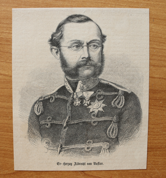 Holzstich Ex Herzog Albrecht von Nassau 1866 Uniform Orden
